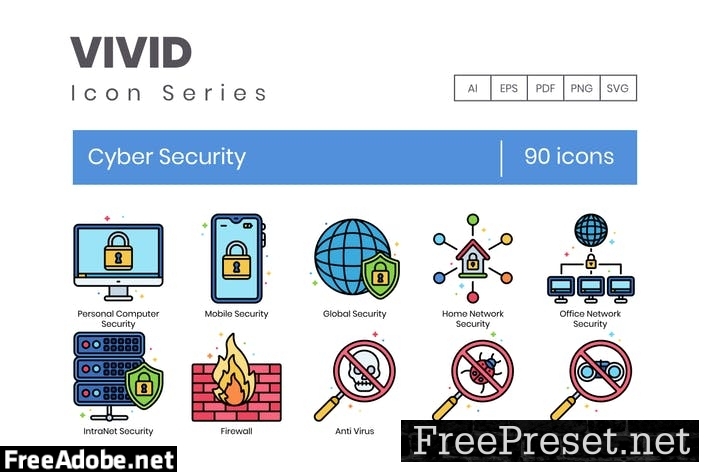 90 Cyber Security Line Icons ND6RTZG