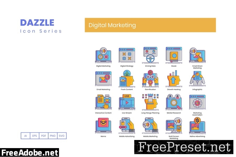 90 Digital Marketing Line Icons A7AWSTV