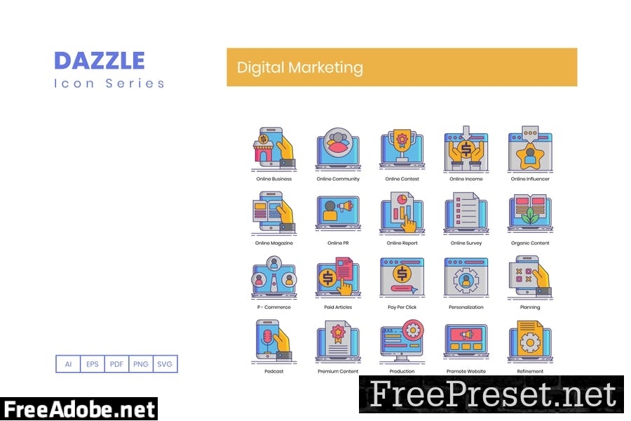 90 Digital Marketing Line Icons A7AWSTV