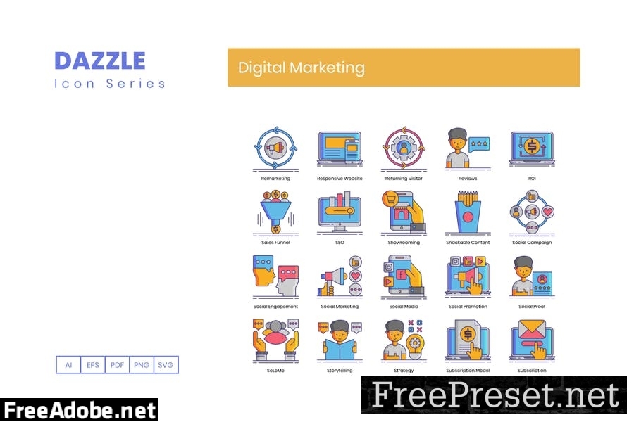 90 Digital Marketing Line Icons A7AWSTV