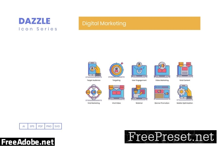 90 Digital Marketing Line Icons A7AWSTV