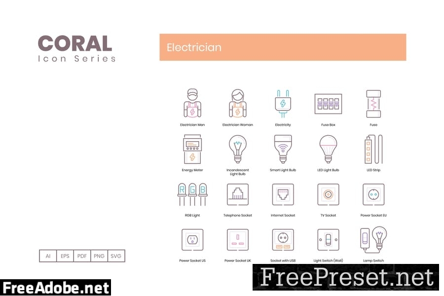 90 Electrician Line Icons U787WL3