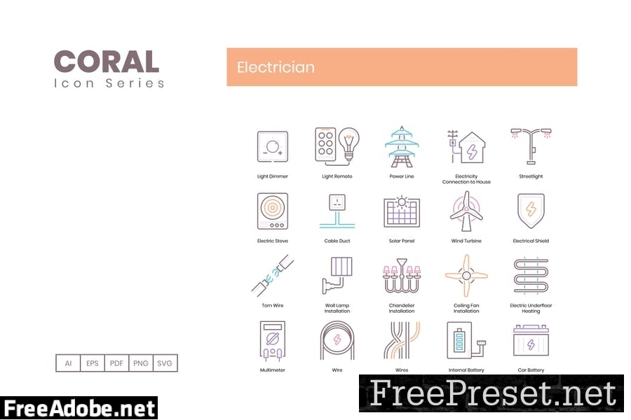 90 Electrician Line Icons U787WL3