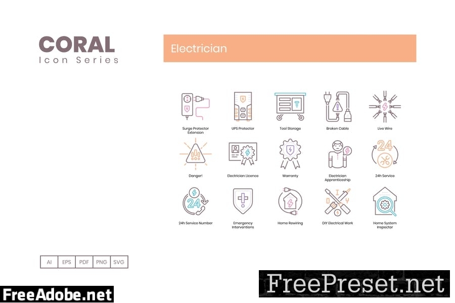 90 Electrician Line Icons U787WL3