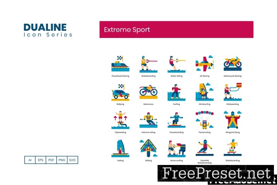 90 Extreme Sports Flat Icons