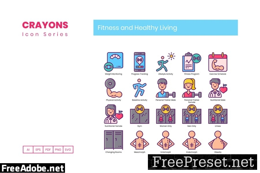 90 Fitness & Healthy Living Line Icons WAQ3KQJ