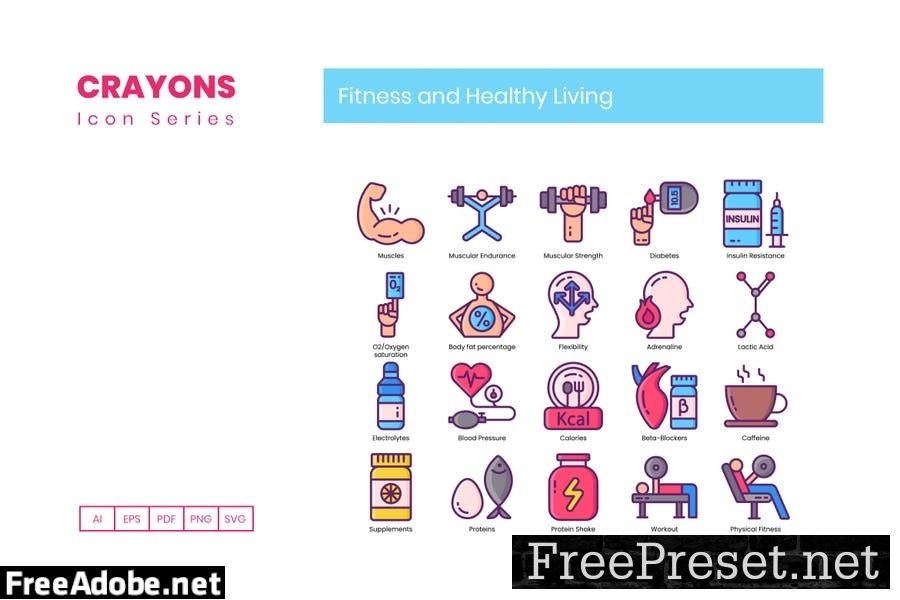 90 Fitness & Healthy Living Line Icons WAQ3KQJ