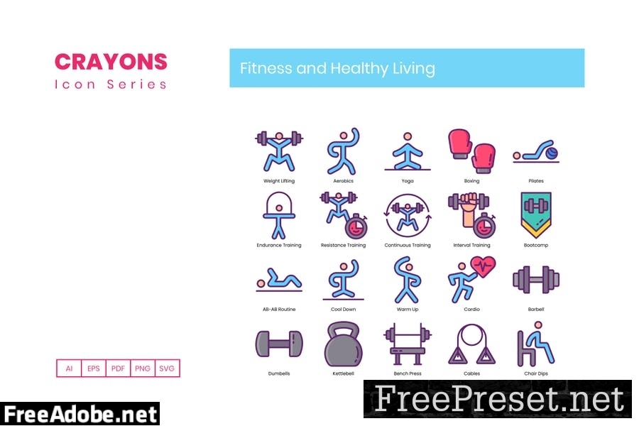 90 Fitness & Healthy Living Line Icons WAQ3KQJ