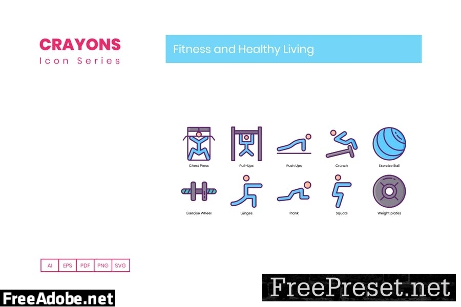 90 Fitness & Healthy Living Line Icons WAQ3KQJ