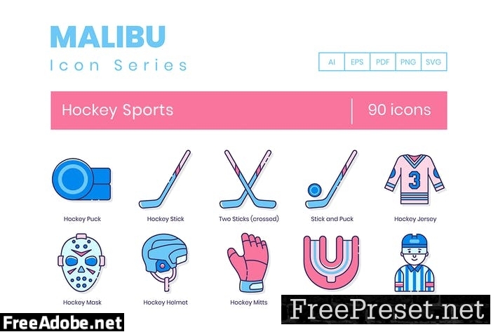 90 Hockey Sports Line Icons TJFAWXX