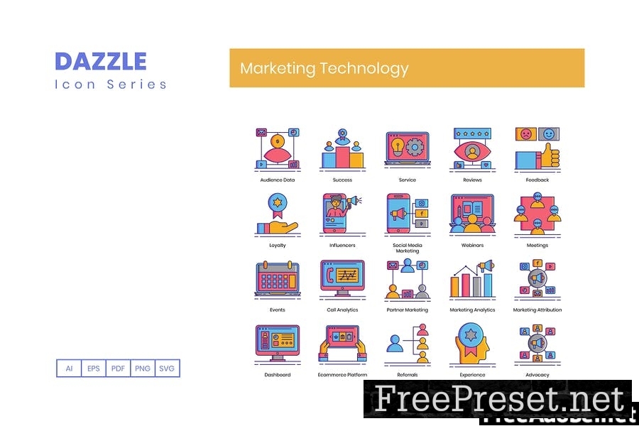 90 Marketing Technology Line Icons