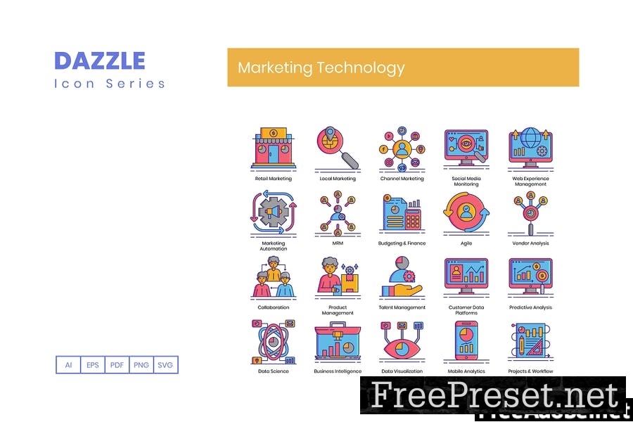 90 Marketing Technology Line Icons