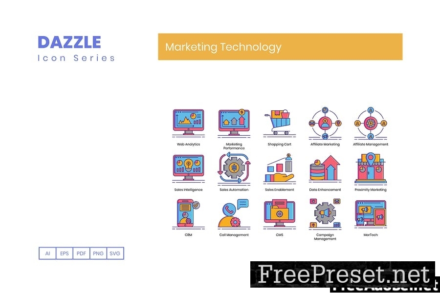 90 Marketing Technology Line Icons