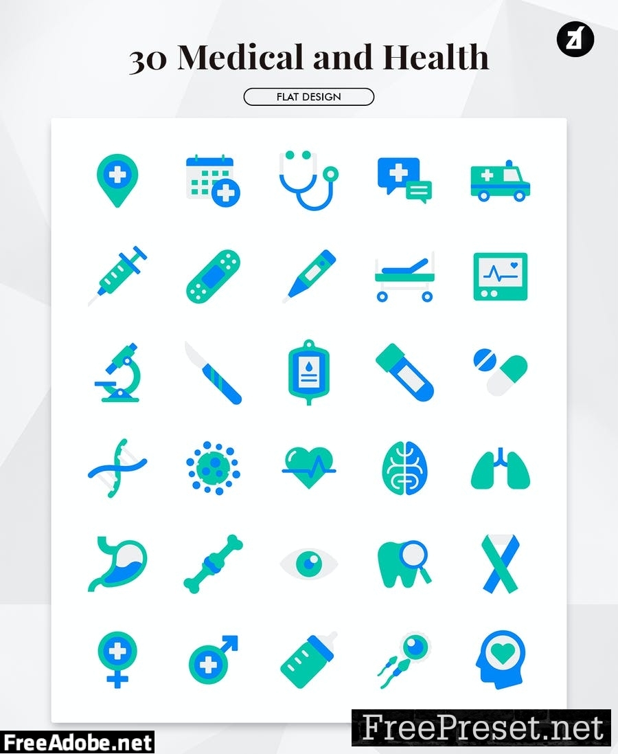 90 medical elements in minimal design