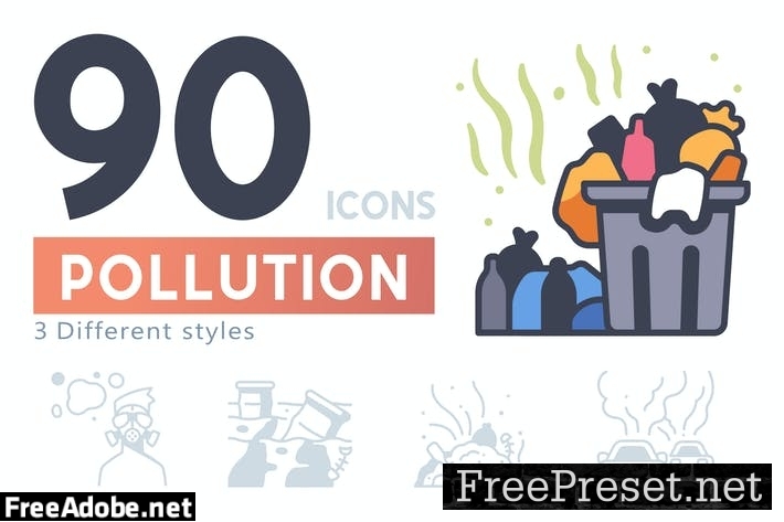 90 Pollution icon set ADAFDP9