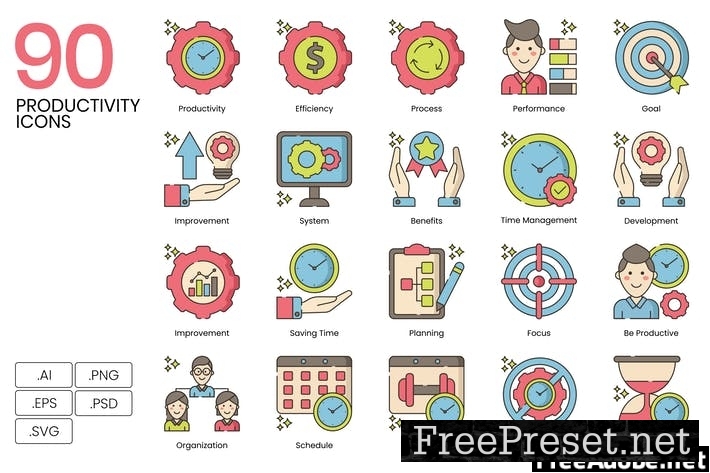 90 Productivity Line Icons 2BMCSDN