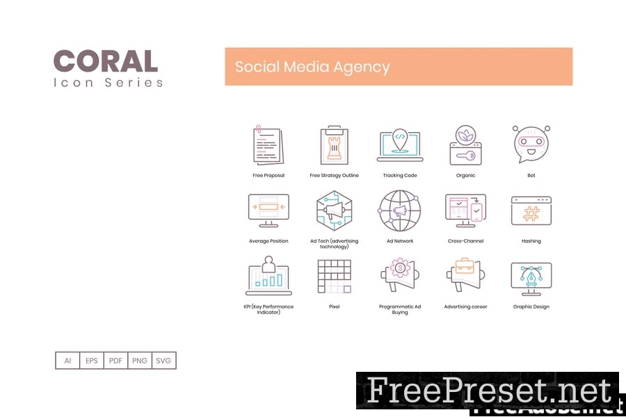 90 Social Media Agency Line Icons