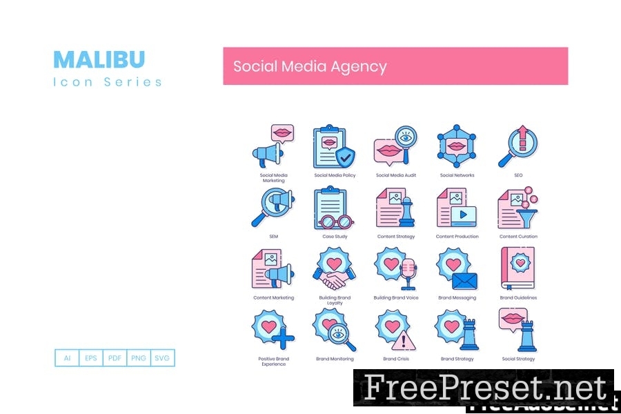 90 Social Media Agency Line Icons