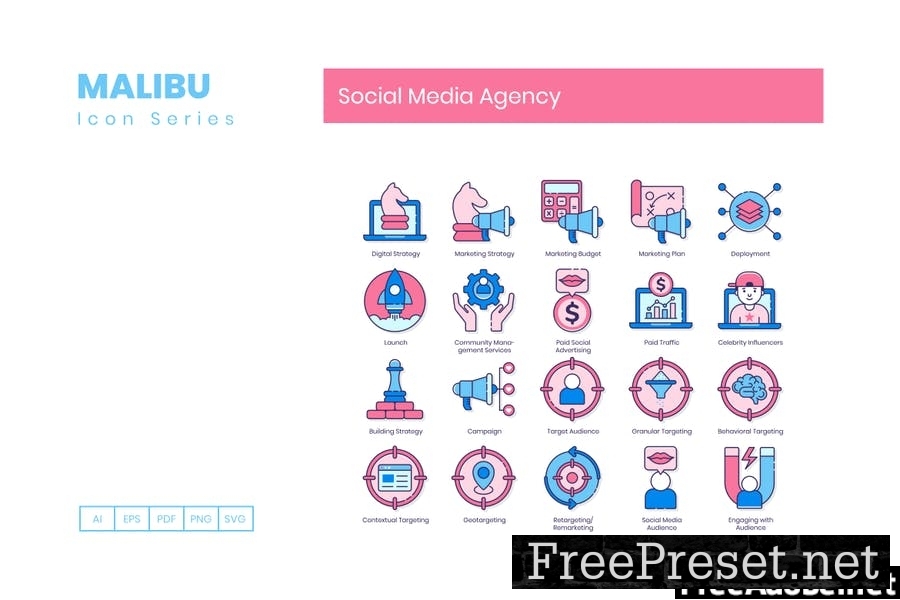 90 Social Media Agency Line Icons