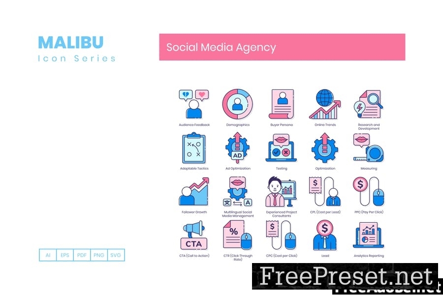 90 Social Media Agency Line Icons