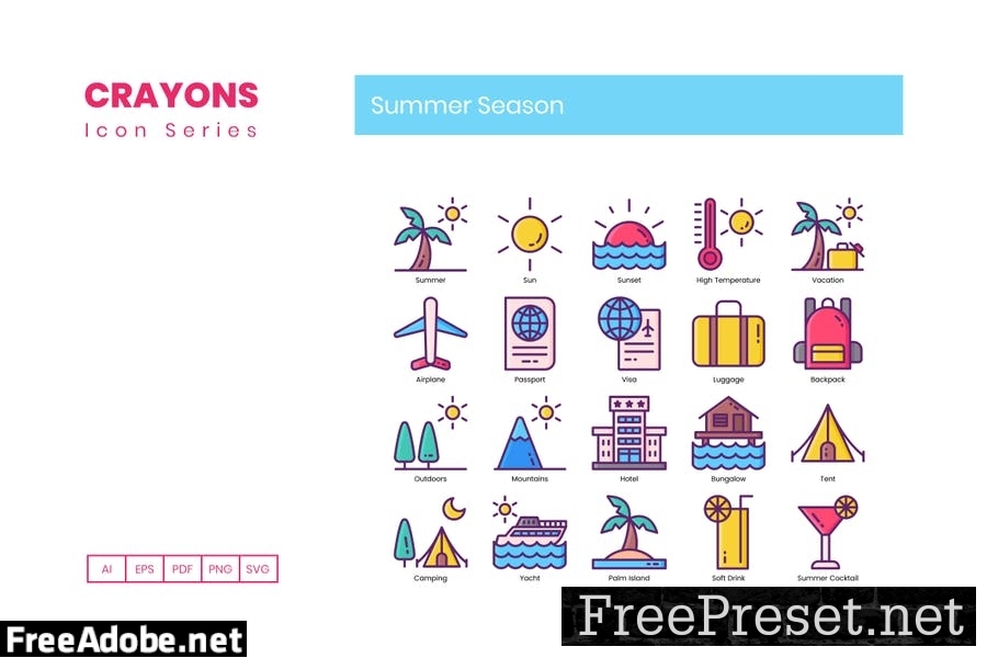 90 Summer Season Line Icons BAAAQSV