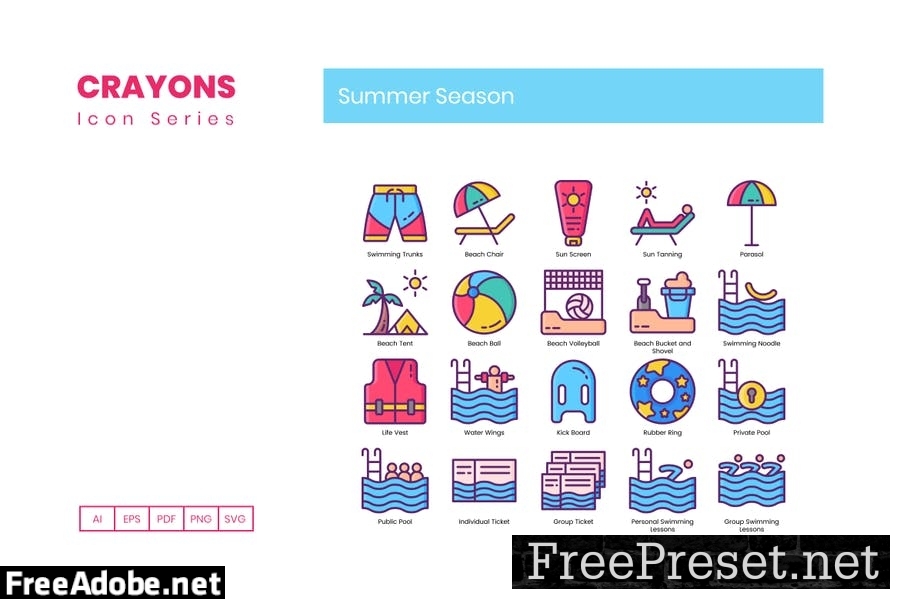 90 Summer Season Line Icons BAAAQSV