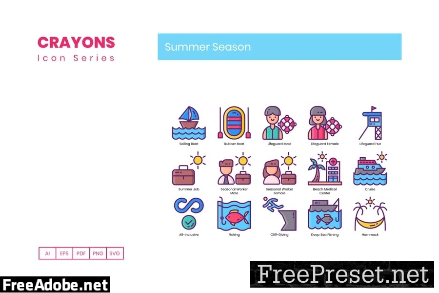 90 Summer Season Line Icons BAAAQSV