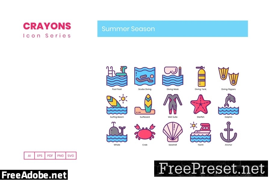 90 Summer Season Line Icons BAAAQSV