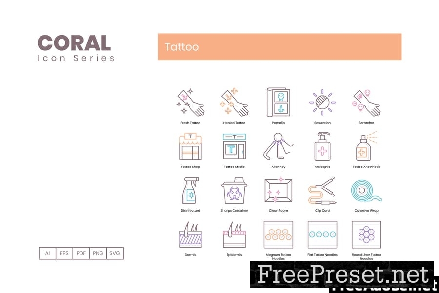 90 Tattoo Line Icons