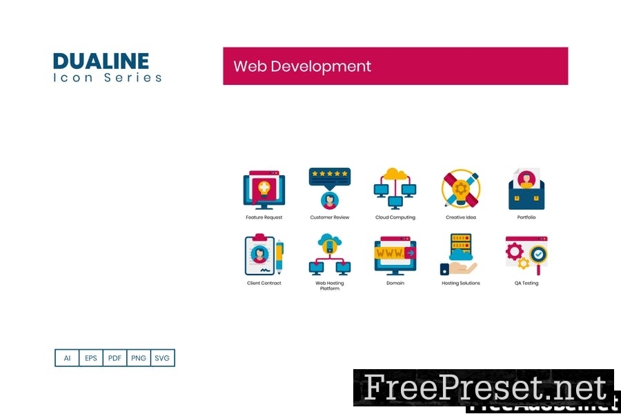 90 Web Development Icons - Dualine Flat Series