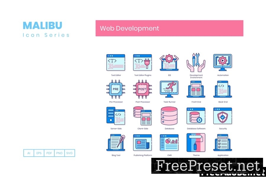 90 Web Development Icons - Malibu Series