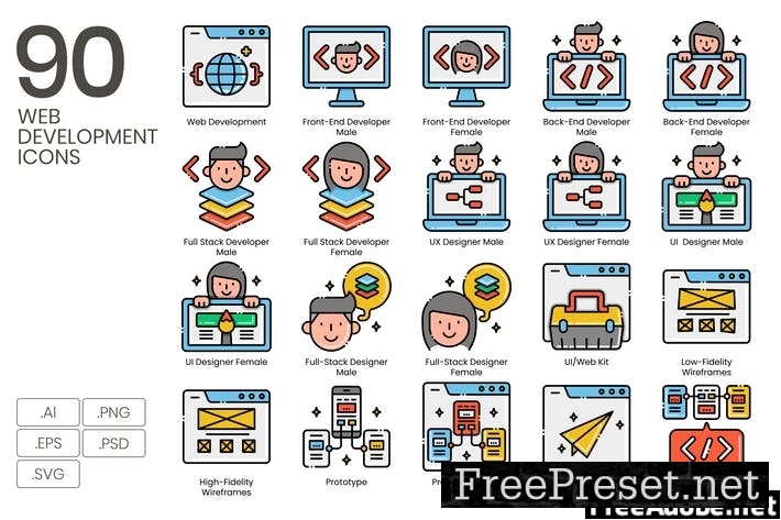 90 Web Development Line Icons SQK87ZB