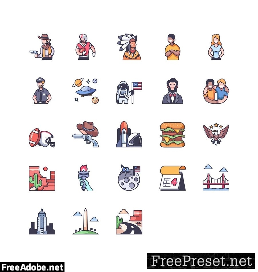 92 USA icon set 2ESZGQK