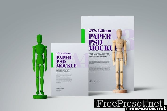 A3 A4 Flyer Poster-Manikin Articulated Mockup 3XX2SMT