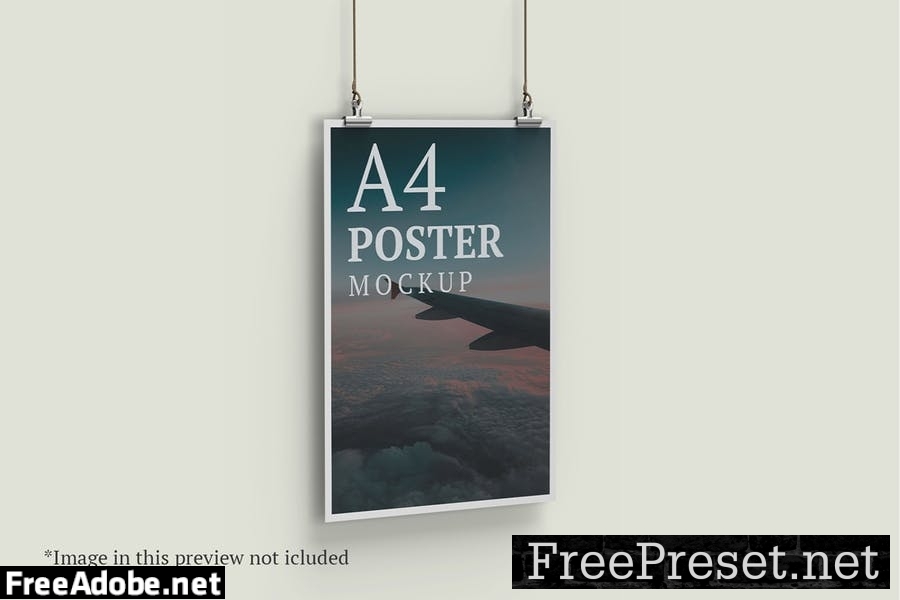 A4 Hanging Poster Mockup - 10 PSD Files M9Q5P7G