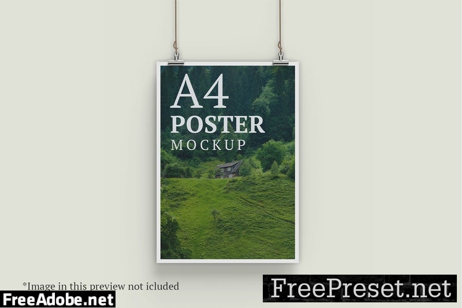 A4 Hanging Poster Mockup - 10 PSD Files M9Q5P7G