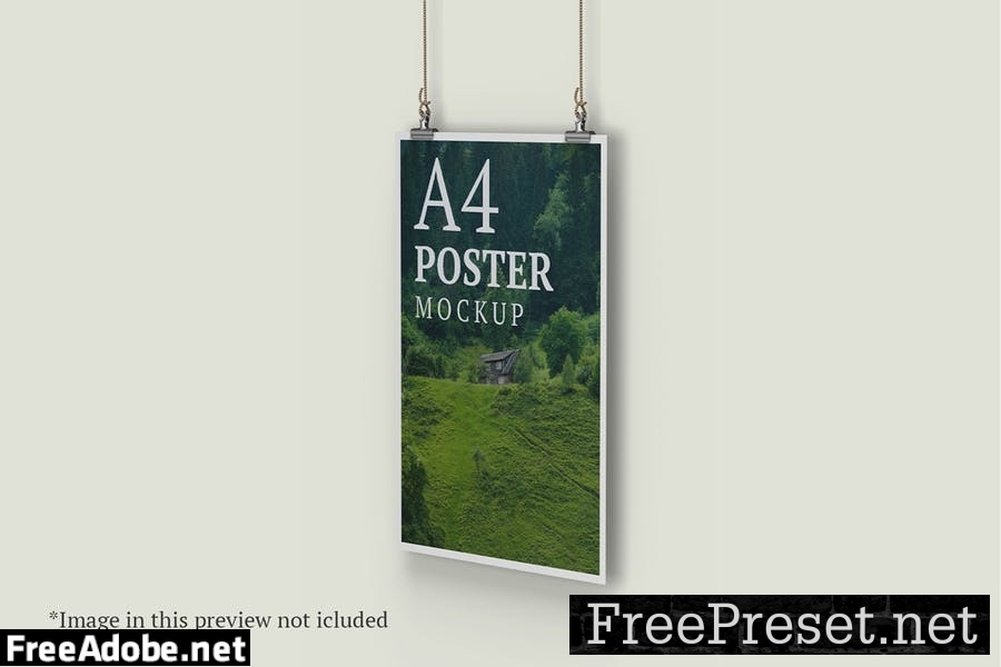 A4 Hanging Poster Mockup - 10 PSD Files M9Q5P7G