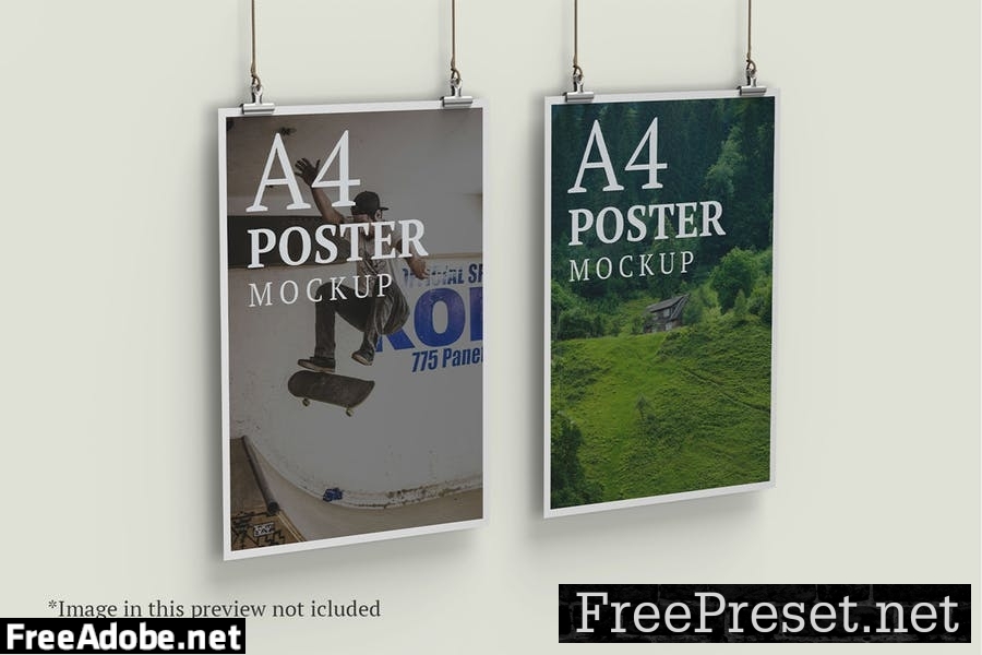 A4 Hanging Poster Mockup - 10 PSD Files M9Q5P7G