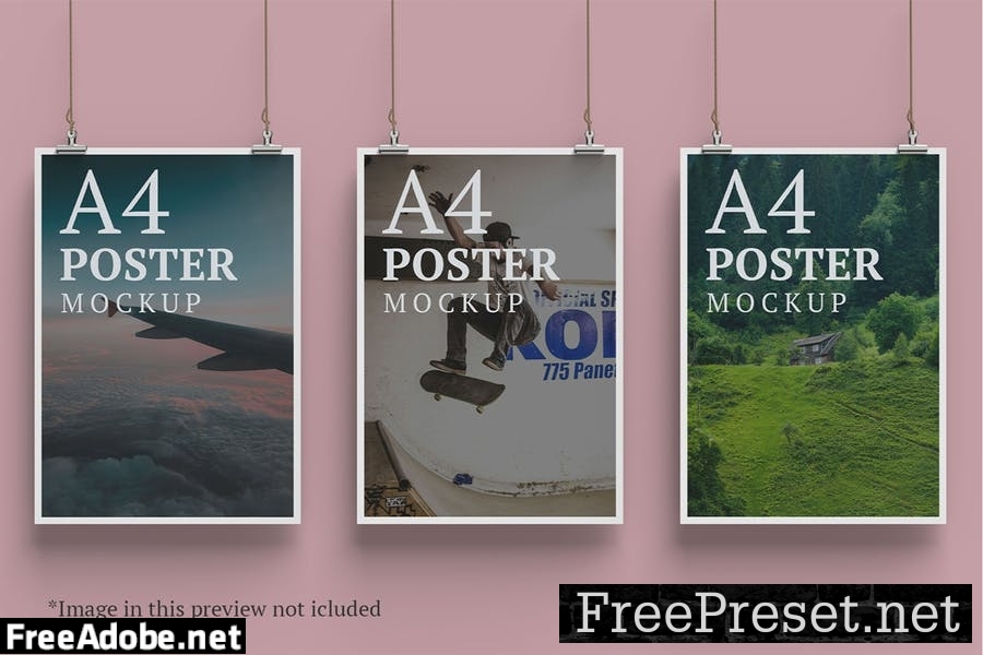 A4 Hanging Poster Mockup - 10 PSD Files M9Q5P7G