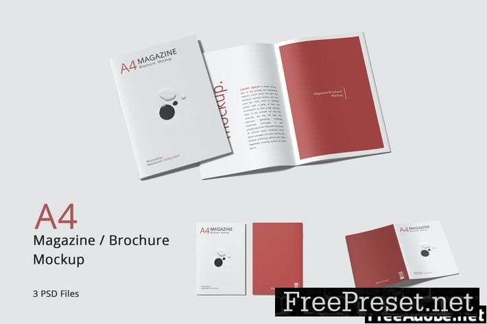 A4 Magazine Brochure Mockup MUAACVZ