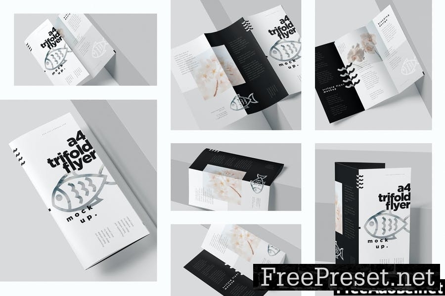 A4 Tri Fold Brochure Mockups