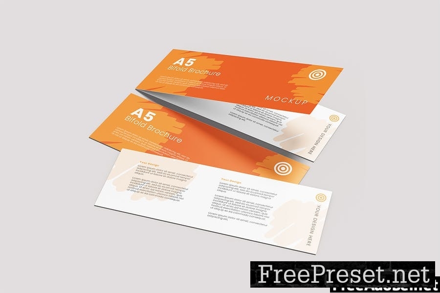 A5 Long BiFold Brochure MockUp