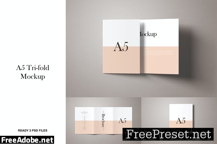 A5 Trifold Brochure Mockup JQNLUK7