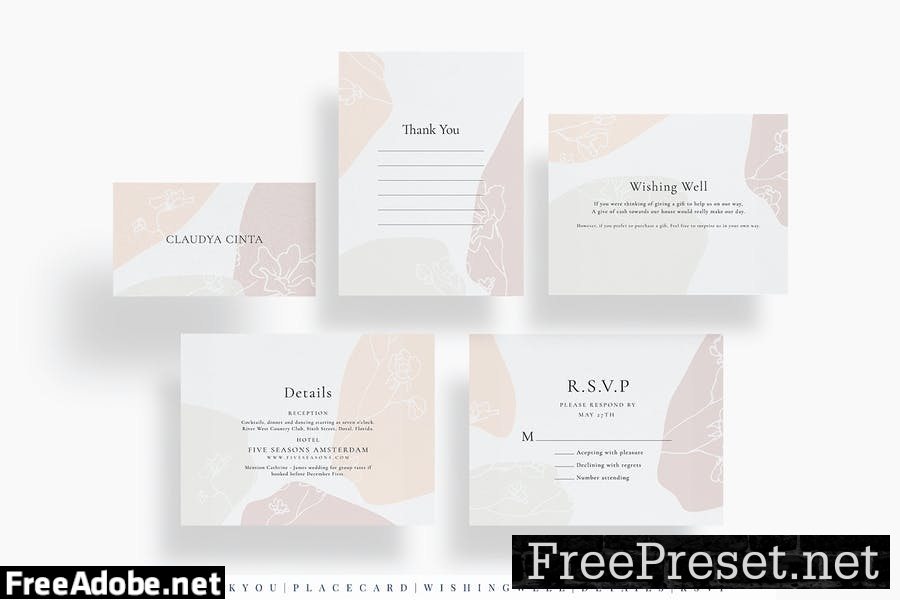 Abstract Floral Wedding Invitation Set AE GRHG3JU