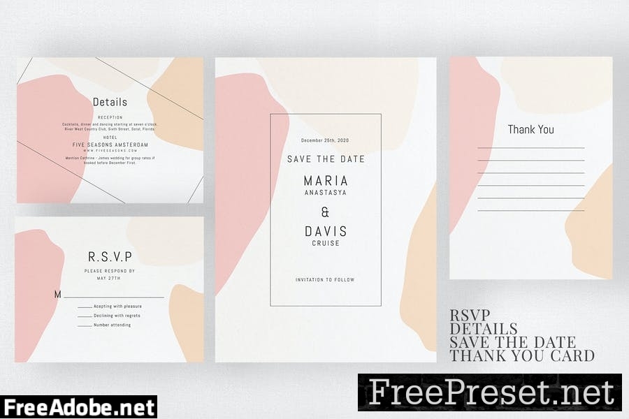 Abstract Wedding Invitation Suite