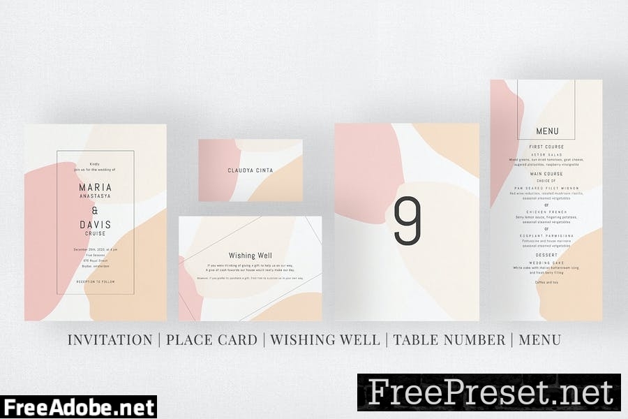 Abstract Wedding Invitation Suite