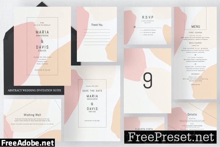 Abstract Wedding Invitation Suite Y3LA3PG