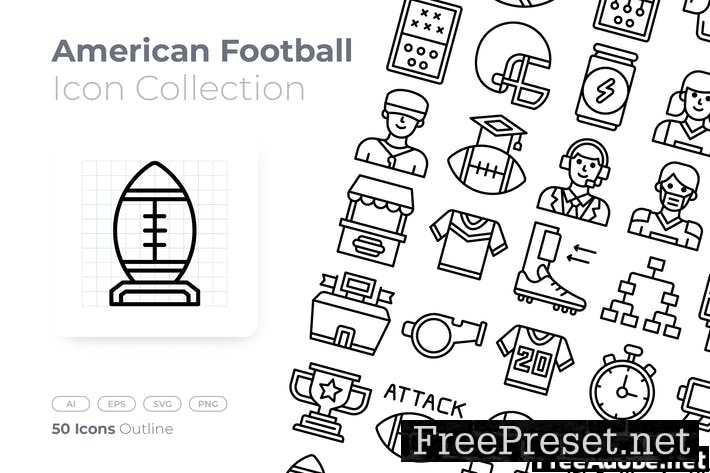 American Football Outline Icon XV8CW36