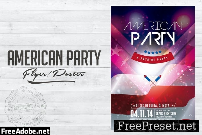 American Party Flyer Poster PC38W3