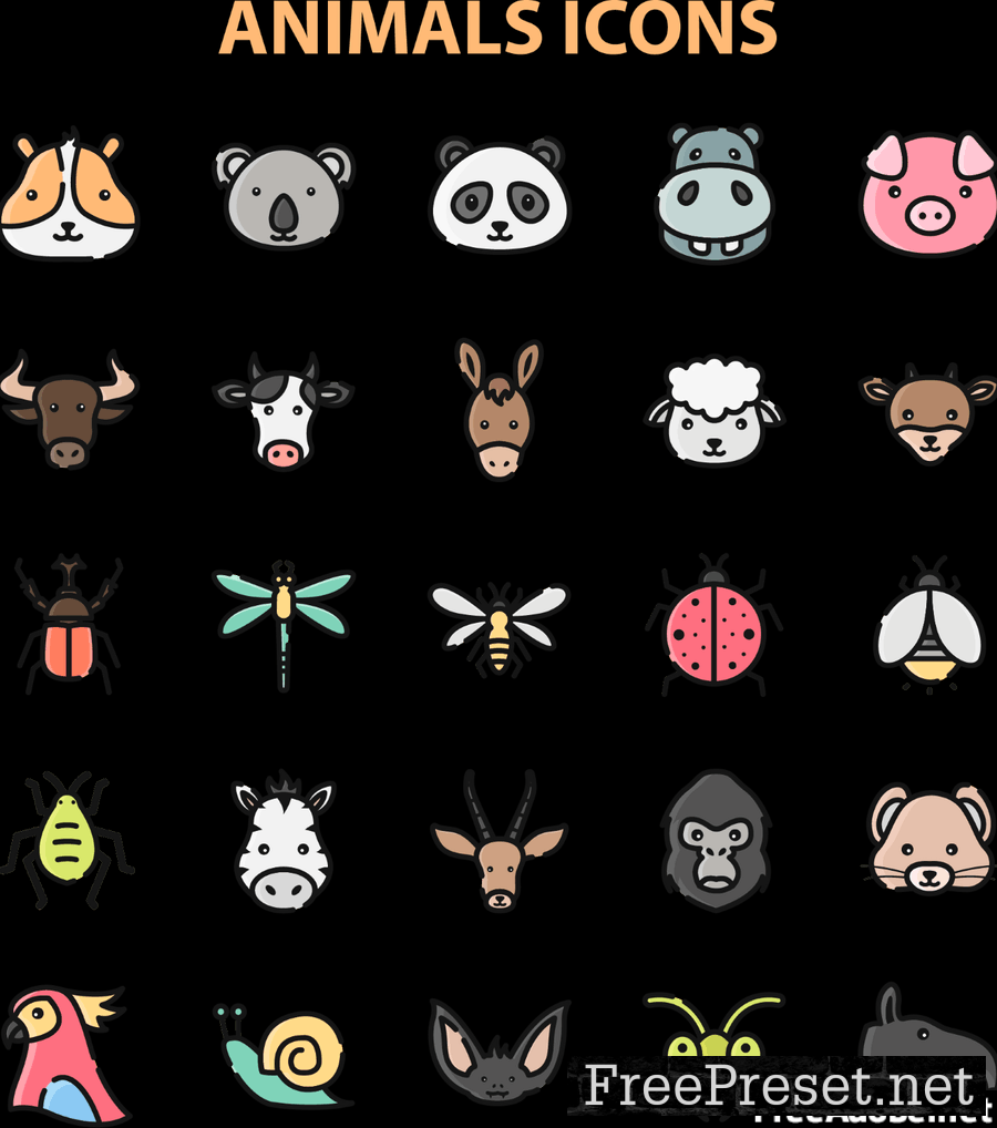 Animal Face Icons Set